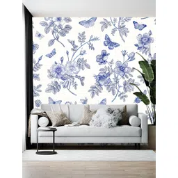 British Terminal Blue & White Printed Self-Adhesive Wallpaper-picture-39