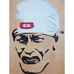 British Terminal Brown & Black Lord Shirdi Sai Baba Religious Wall Painting-picture-10