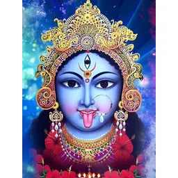 British Terminal Gold-Toned & Black Maa Kali Religious Wall Paintings-picture-14