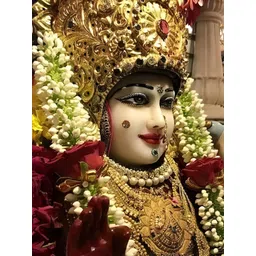 British Terminal Gold-Toned & Red Goddess Meldi Maa Religious Wall Painting-picture-18