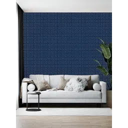 British Terminal Navy Blue & White Abstract Printed Wallpaper-picture-28