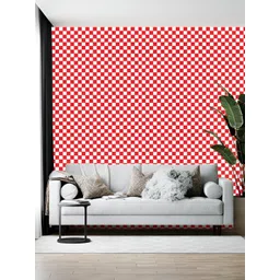 British Terminal Red & White Abstract Printed Self-Adhesive Wallpaper-picture-14