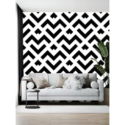 British Terminal White & Black Geometric Printed Self Adhesive Wallpaper-picture-21