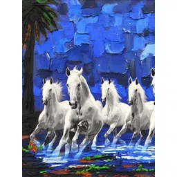 British Terminal White & Blue Birds And Animals Wall Painting-picture-16