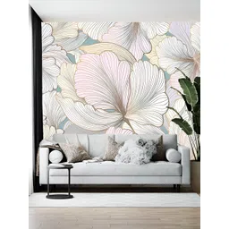British Terminal White & Blue Floral Printed Self Adhesive Wallpaper image 1