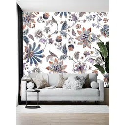 British Terminal White & Blue Floral Printed Wallpaper-picture-14