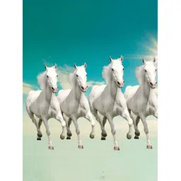 British Terminal White & Blue Seven Lucky Running Horses Animals Wall Photograph-picture-14