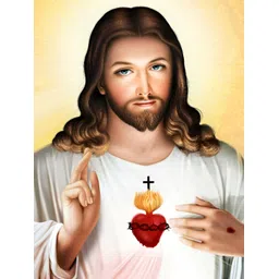 British Terminal White & Brown Lord Jesus Christ Religious Wall Art-picture-39