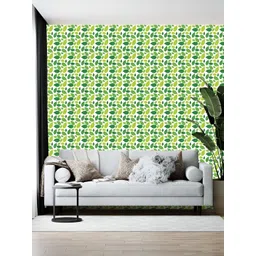 British Terminal White & Green Abstract Printed Wallpaper-picture-37