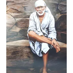 British Terminal White & Grey Shirdi Saibaba Religious Wall Art-picture-26
