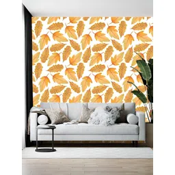 British Terminal White & Orange Floral Printed Self-Adhesive Wallpaper image 1