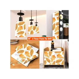 British Terminal White & Orange Floral Printed Self-Adhesive Wallpaper image 5