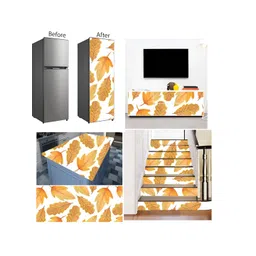 British Terminal White & Orange Floral Printed Self-Adhesive Wallpaper image 4