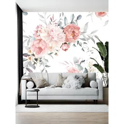 British Terminal White & Pink Floral Printed Self Adhesive Wallpaper-picture-40