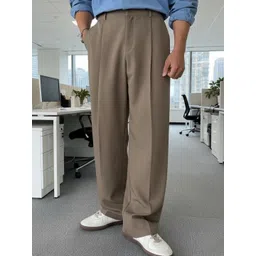 BROADSTAR Men Relaxed Straight Leg Straight Fit Easy Wash Pleated Korean Pants-picture-37