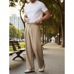 BROADSTAR Men Smart Straight Fit Easy Wash Pleated Trousers-picture-32