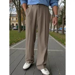 BROADSTAR Men Smart Straight Fit Easy Wash Pleated Trousers-picture-16