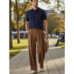 BROADSTAR Men Smart Straight Fit Easy Wash Pleated Trousers-picture-13