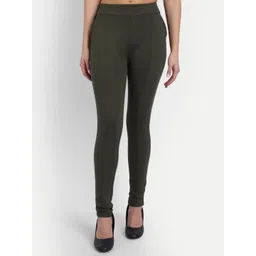 BROADSTAR Women Olive Green Slim Fit High-Rise Trousers-picture-11