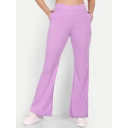 BROADSTAR Women Relaxed Flared High-Rise Easy Wash Bootcut Trousers-picture-11