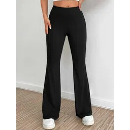 BROADSTAR Women Relaxed Straight Leg Flared High-Rise Easy Wash Bootcut Trousers-picture-28