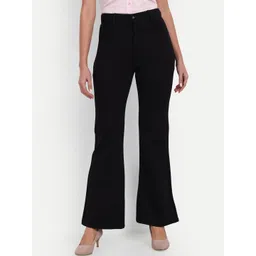 BROADSTAR Women Relaxed Straight Leg Flared High-Rise Easy Wash Bootcut Trousers-picture-24