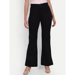 BROADSTAR Women Relaxed Straight Leg Flared High-Rise Easy Wash Bootcut Trousers-picture-26