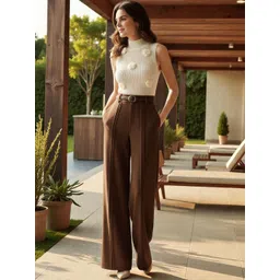 BROADSTAR Women Smart Loose Fit High-Rise Easy Wash Trousers-picture-12