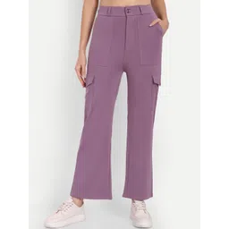 BROADSTAR Women Smart Straight Fit High-Rise Easy Wash Stretchable Cargo Trousers-picture-37