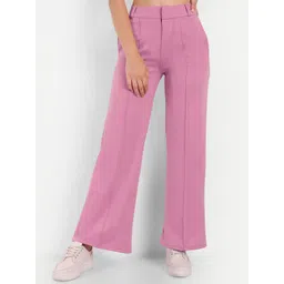 BROADSTAR Women Smart Straight Fit High-Rise Easy Wash Stretchable Parallel Trousers-picture-39