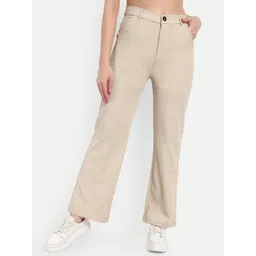 BROADSTAR Women Smart Straight Fit High Rise Stretchable Easy Wash Corduroy Trousers-picture-28