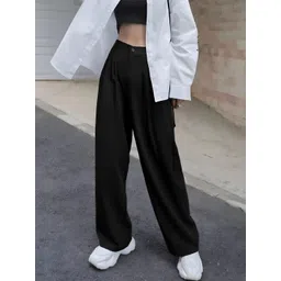 BROADSTAR Women Smart Straight Fit High-Rise Stretchable Pintuck Easy Wash Trousers-picture-20