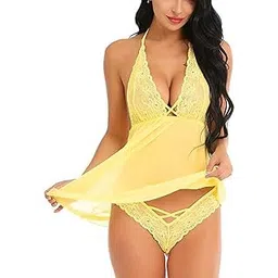 broiden Women's Net Solid Midi Babydoll-picture-51