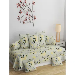 Bromwick Green & Yellow 8 Pieces Floral Printed Diwan Set-picture-29