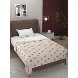 Bromwick Orange & White Floral 300 TC 2 Single Bedsheet with Pillow Covers-picture-13