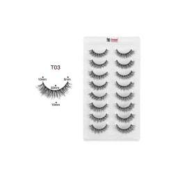 Bronson Professional Eyelash set 3D false long and natural eye makeup 8 pairs No. T03-picture-10