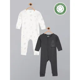 Broon Boys Pack Of 2 White & Black Pure Organic Cotton Sleepsuit-picture-27