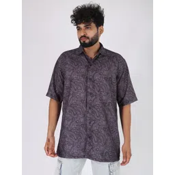 BROWN BROTHERS Abstract Printed Spread Collar Short Sleeves Relaxed Oversized Casual Shirt-picture-16