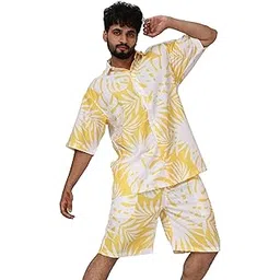 brown culture Men's Cotton Blend Printed Co-ord Sets Casual Home Wear Night Suit for Men-picture-22