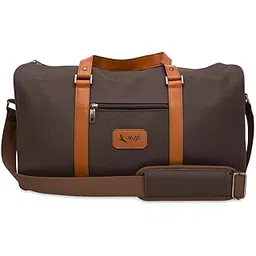 Brown Duffel Travel Bag with Tan Leather Straps by Mars and Venus – Unisex Weekend, Gym & Office Bag – 45L Capacity-picture-37