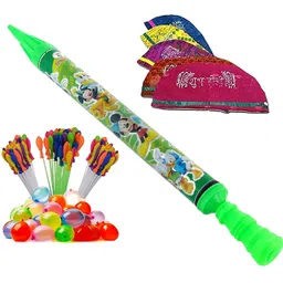 brown leaf (1 pichkari+ 3 Magic Balloon+ 10 Holi Cap)for Kids Holi & Pool Party Water Gun-picture-34