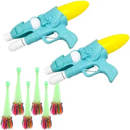 brown leaf 2 Pichkari +6 Magic Bunch Balloons Set 37pcs Each for Children Holi & Pool Party Water Gun-picture-16