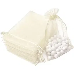 brown leaf 8X6 inches Pack Of 30 PC's Sheer Drawstring Organza Gift Bags Jewelry Pouches Potli Bags for Christmas Cosmetics Jewelry Wedding Party Baby Shower Return Gifting Favor Bags (Off-White)-picture-33