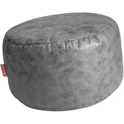 Brown Round Ottoman Pouf Cover Footstool Slipcover Dark Gray-picture-20