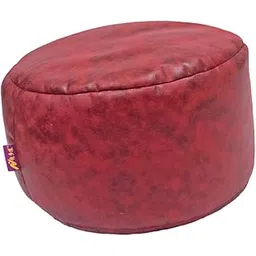 Brown Round Ottoman Pouf Cover Footstool Slipcover Red-picture-10