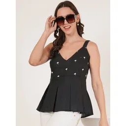 Brownverse Embroidered Cotton Peplum Top-picture-20