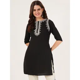 Brownverse Floral Embroidered Kurti-picture-22
