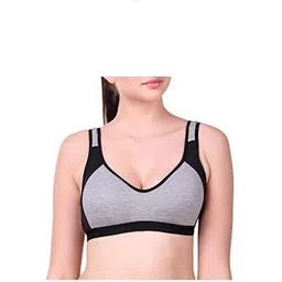 broxpiton Sports Non Padded Wire Free Bra Yoga Gym Stretch Workout Seamless Cotton Bra for Women & Multi Color and Multi Size : (34, Black)-picture-34