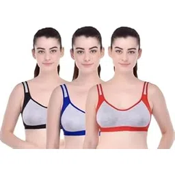 bruchi club Women Sports Bra Non Padded Cotton Full Coverage Bra for Gym, Workout,Yoga Antimicrobial & Anti Bacterial Slip On Stretch Sporta Bra for Women (Pack of 3)-picture-31