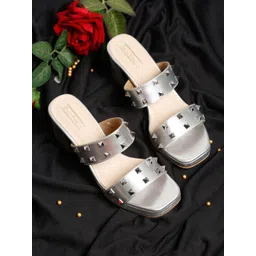 Bruno Manetti Silver-Toned Embellished Block Heels-picture-40